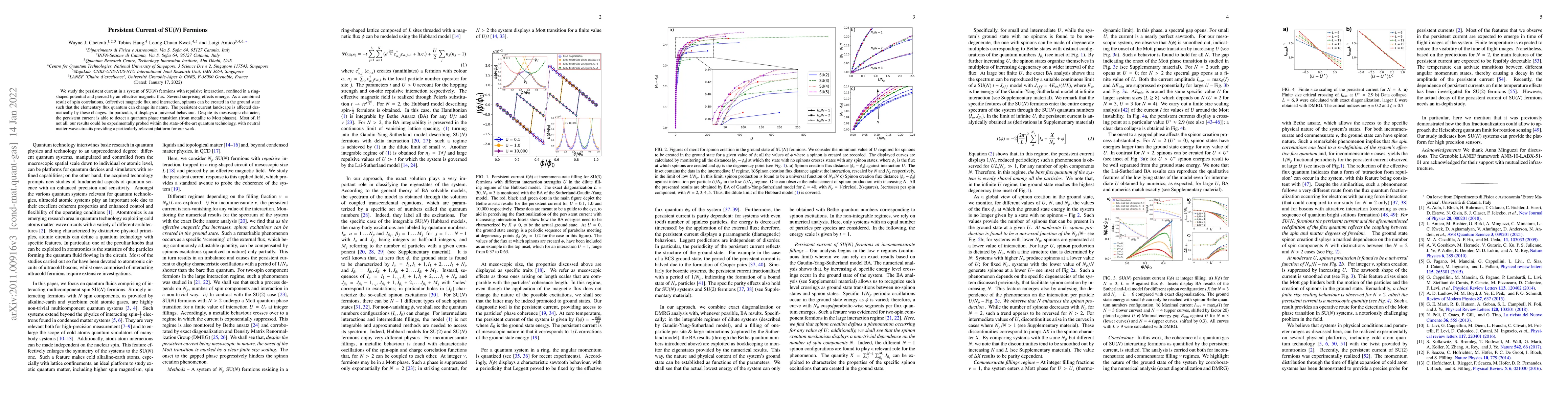 Thumbnail for Persistent Current of SU(N) Fermions