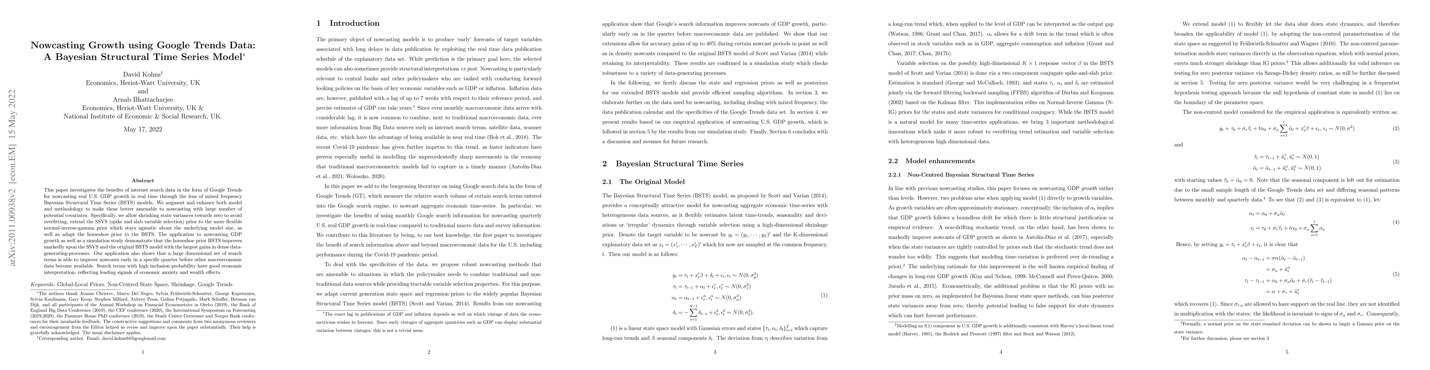 Thumbnail for Nowcasting Growth using Google Trends Data: A Bayesian Structural Time
  Series Model