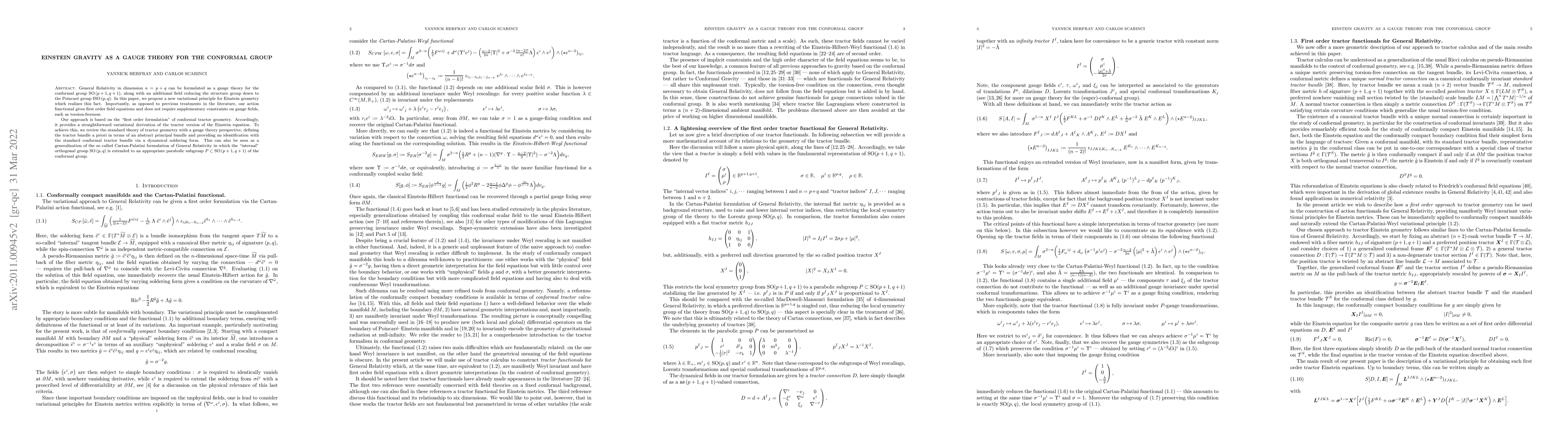 Thumbnail for Einstein gravity as a gauge theory for the conformal group