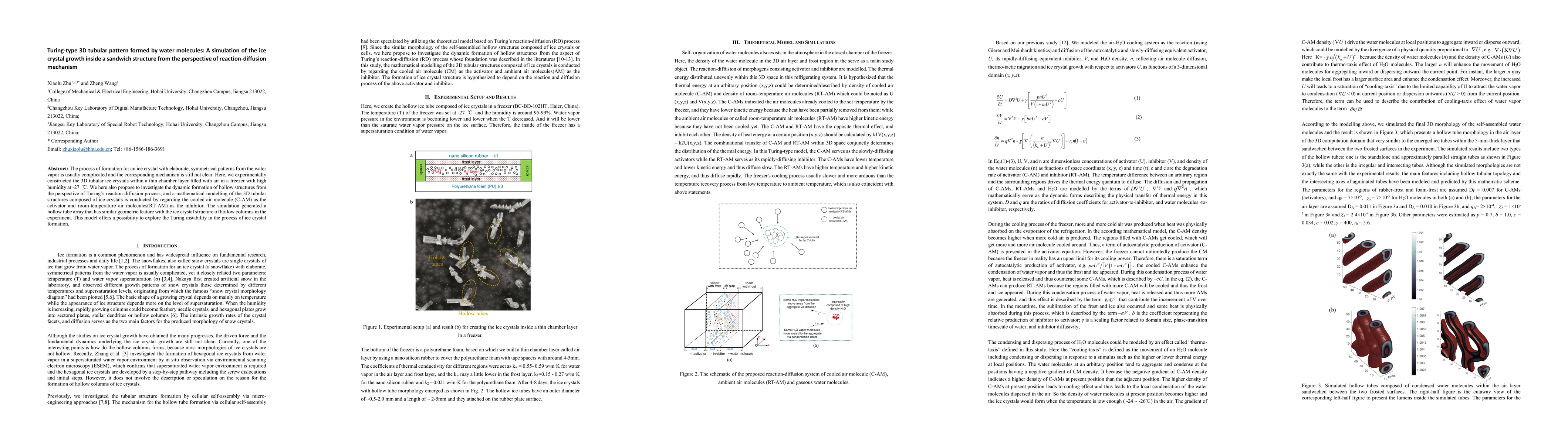 Thumbnail for Turing-type 3D tubular pattern formed by water molecules: A simulation
  of the ice crystal growth inside a sandwich structure from the perspective of
  reaction-diffusion mechanism