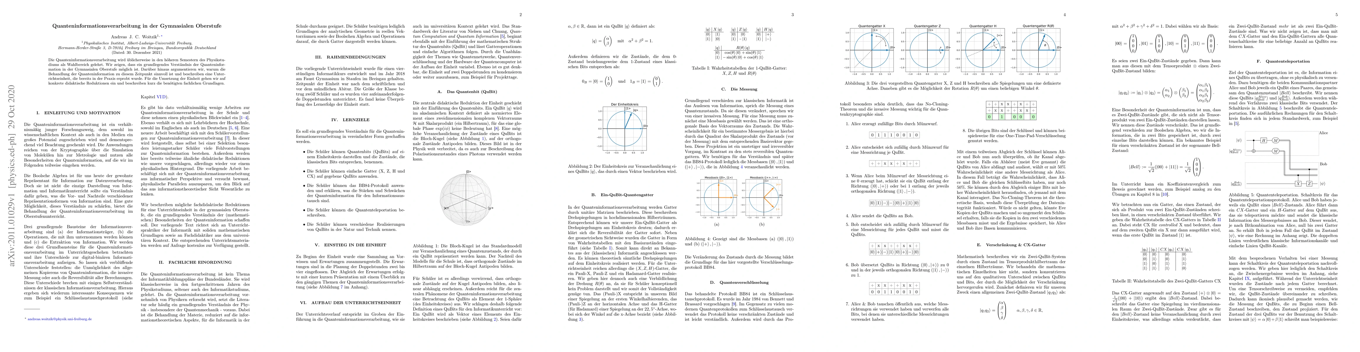 Thumbnail for Quanteninformationsverarbeitung in der Gymnasialen Oberstufe