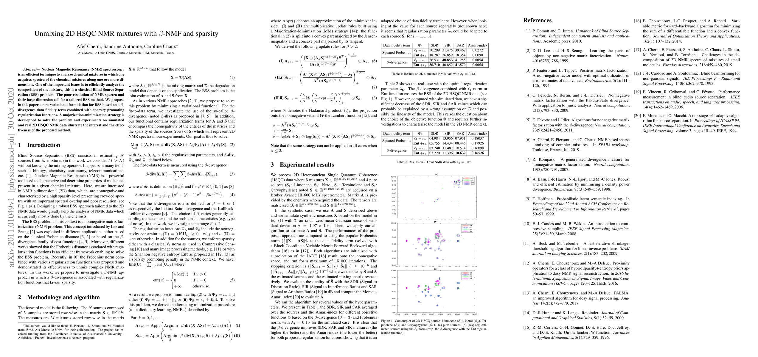 Thumbnail for Unmixing 2D HSQC NMR mixtures with ${\beta}$-NMF and sparsity