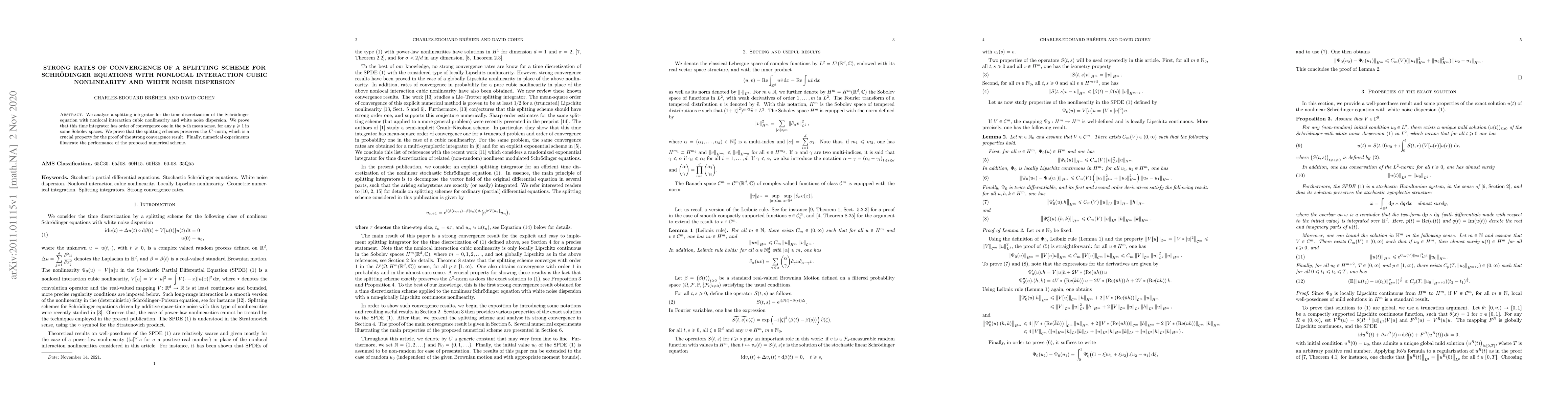 Thumbnail for Strong rates of convergence of a splitting scheme for Schr\"{o}dinger
  equations with nonlocal interaction cubic nonlinearity and white noise
  dispersion