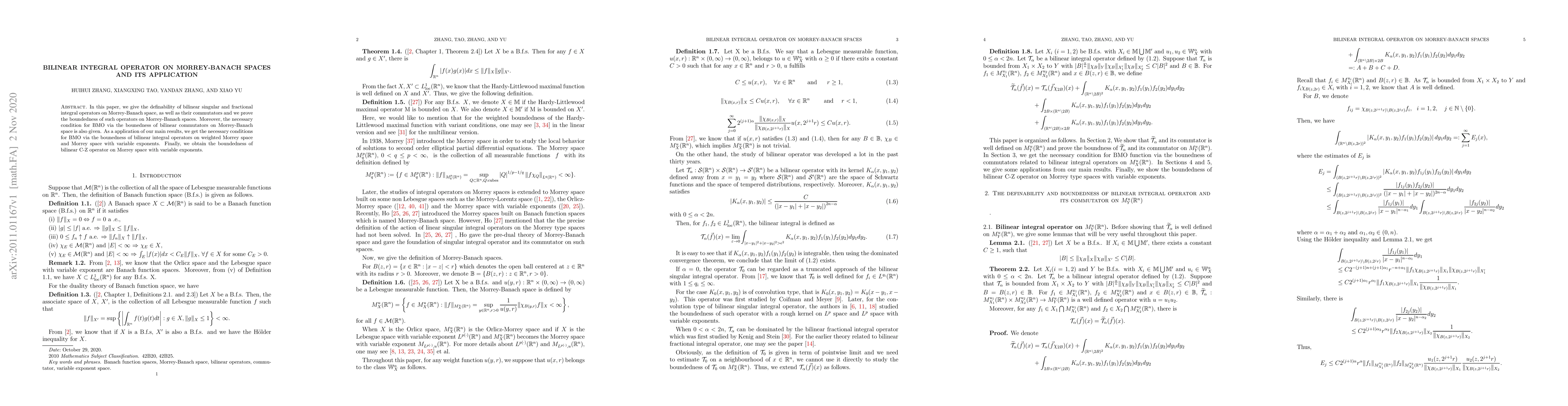 Thumbnail for Bilinear integral operator on Morrey-Banach spaces and its application