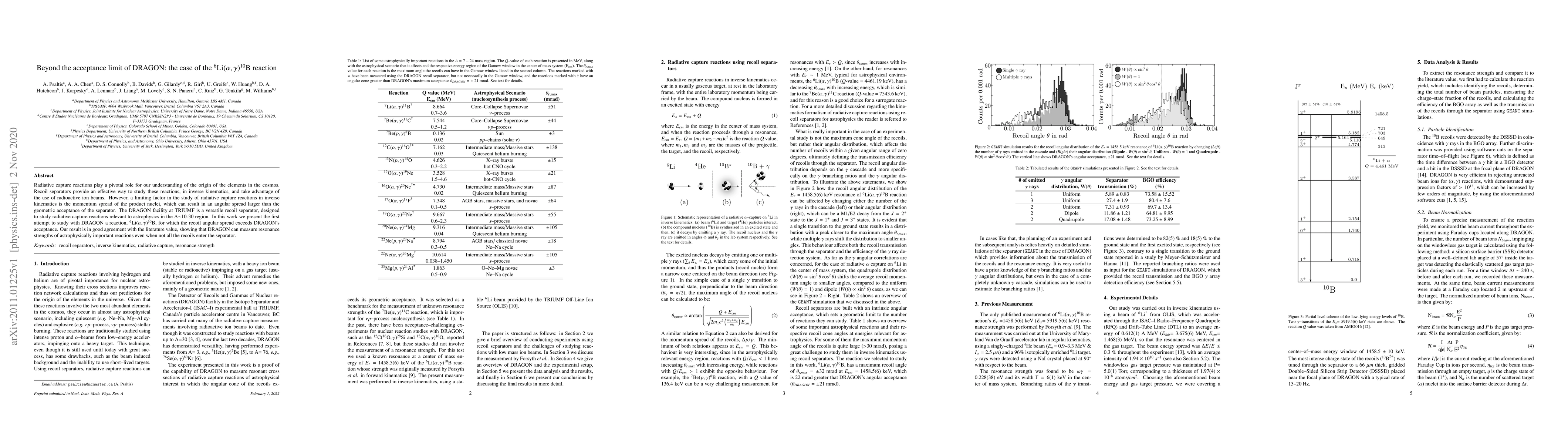 Thumbnail for Beyond the acceptance limit of DRAGON: the case of the
  $\mathrm{^6Li(\alpha,\gamma)^{10}B}$ reaction