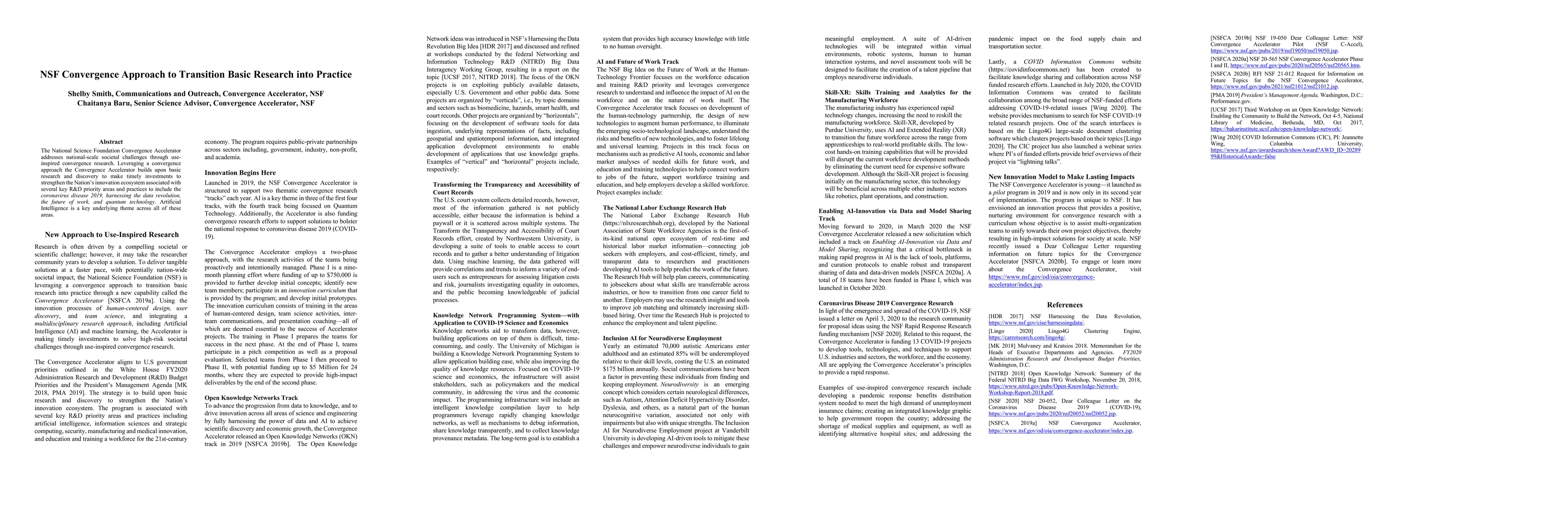 Thumbnail for NSF Convergence Approach to Transition Basic Research into Practice
