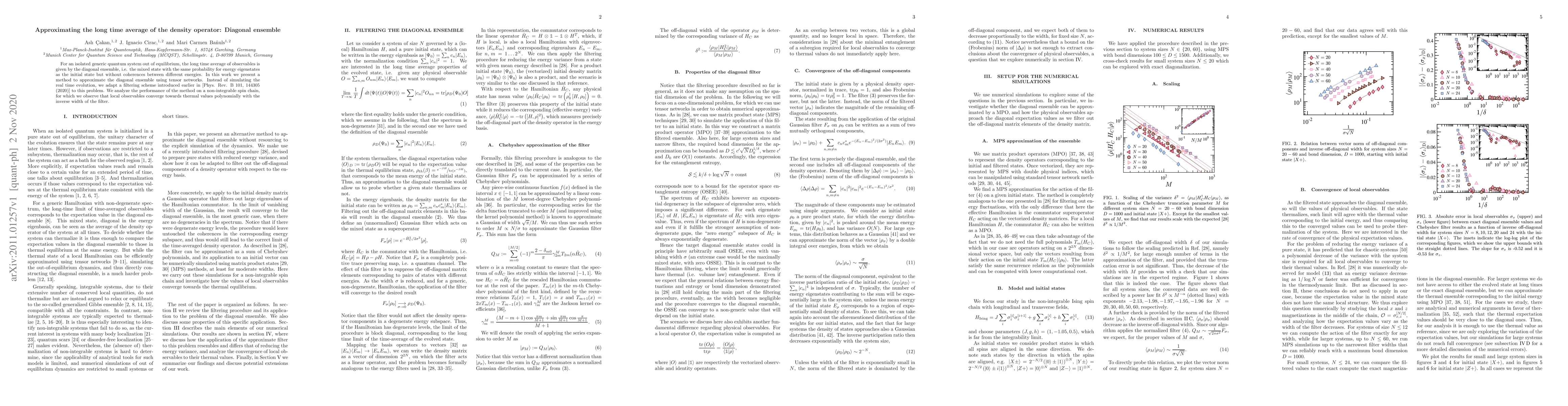 Thumbnail for Approximating the long time average of the density operator: Diagonal
  ensemble