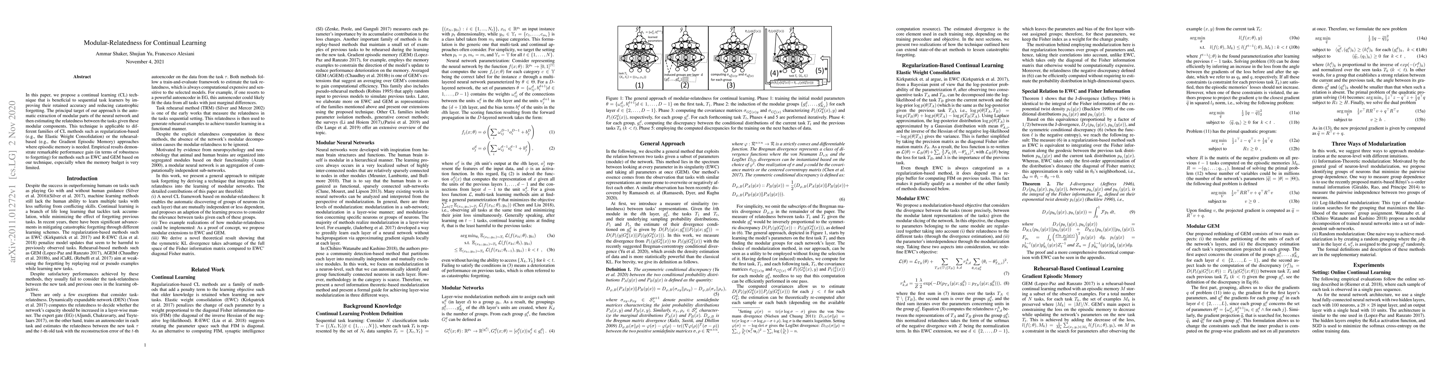 Thumbnail for Modular-Relatedness for Continual Learning
