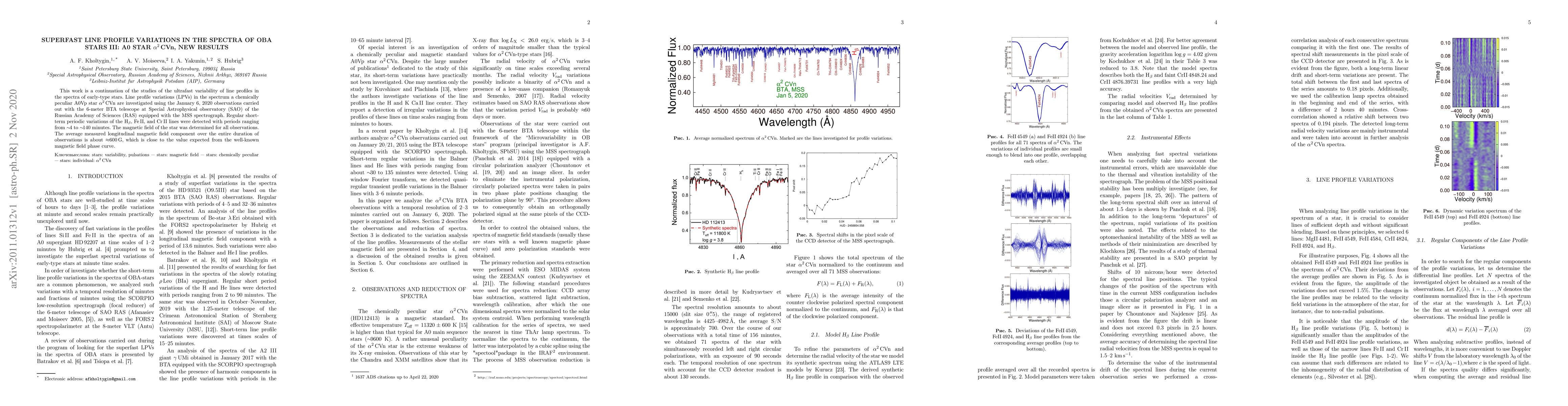 Thumbnail for Superfast Line Profile Variations in the Spectra of OBA Stars III: A0
  Star $\alpha^2\,$CVn, New Results