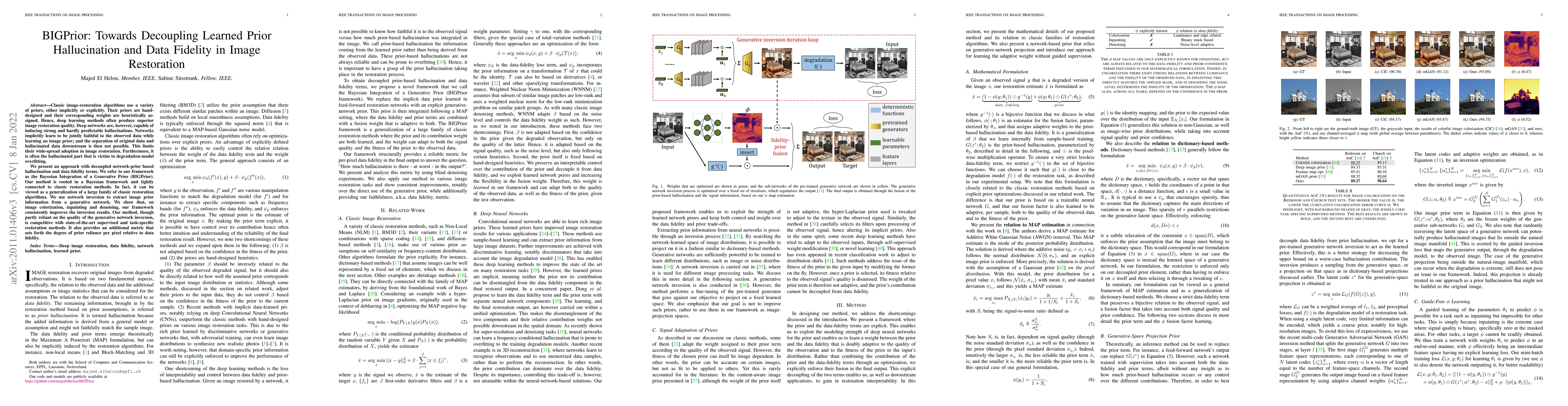 Thumbnail for BIGPrior: Towards Decoupling Learned Prior Hallucination and Data
  Fidelity in Image Restoration