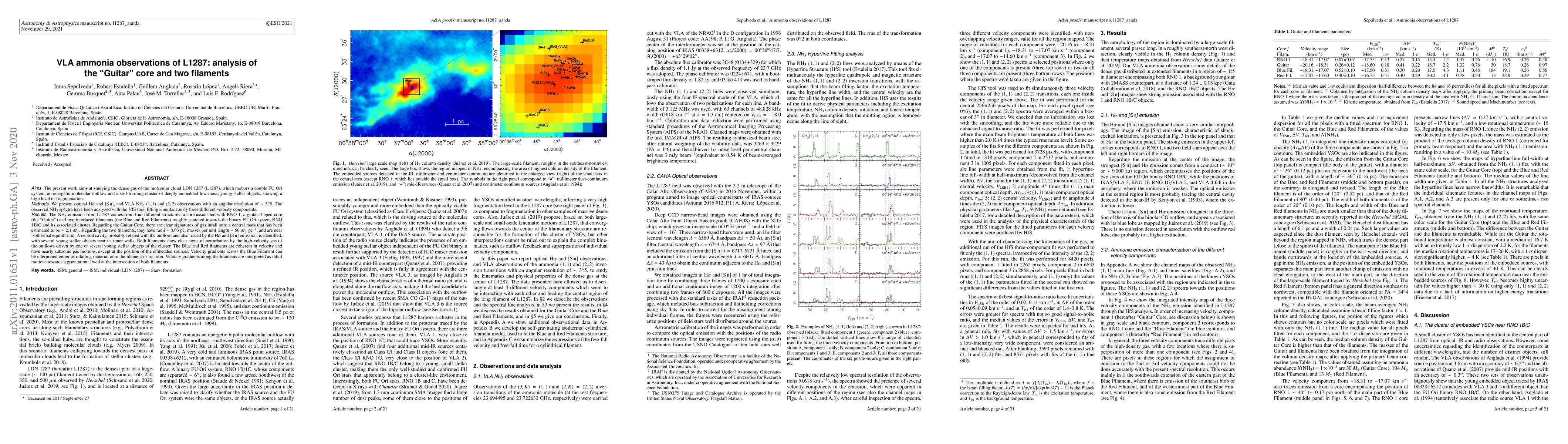 Thumbnail for VLA ammonia observations of L1287: analysis of the "Guitar" core and two
  filaments