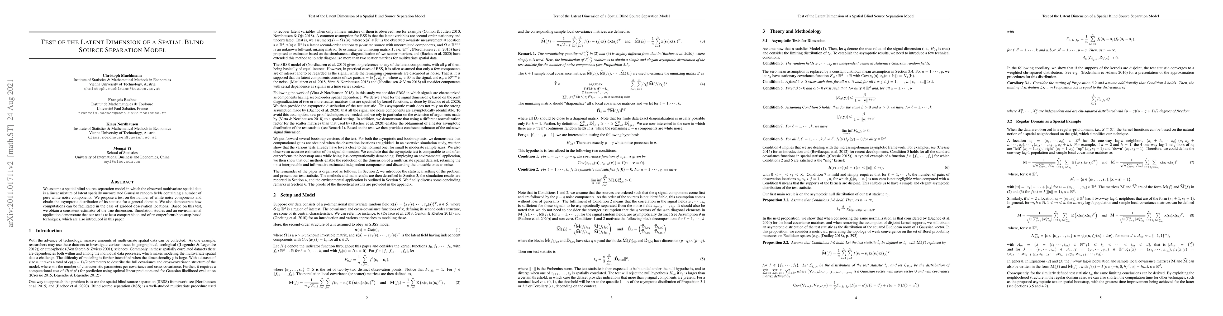 Thumbnail for Test of the Latent Dimension of a Spatial Blind Source Separation Model