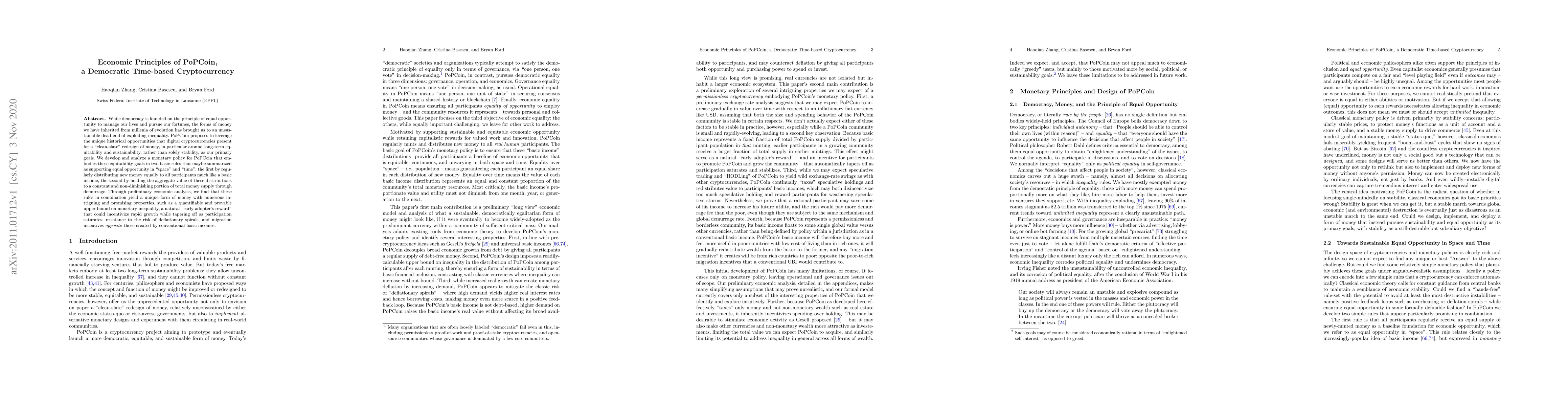 Thumbnail for Economic Principles of PoPCoin, a Democratic Time-based Cryptocurrency