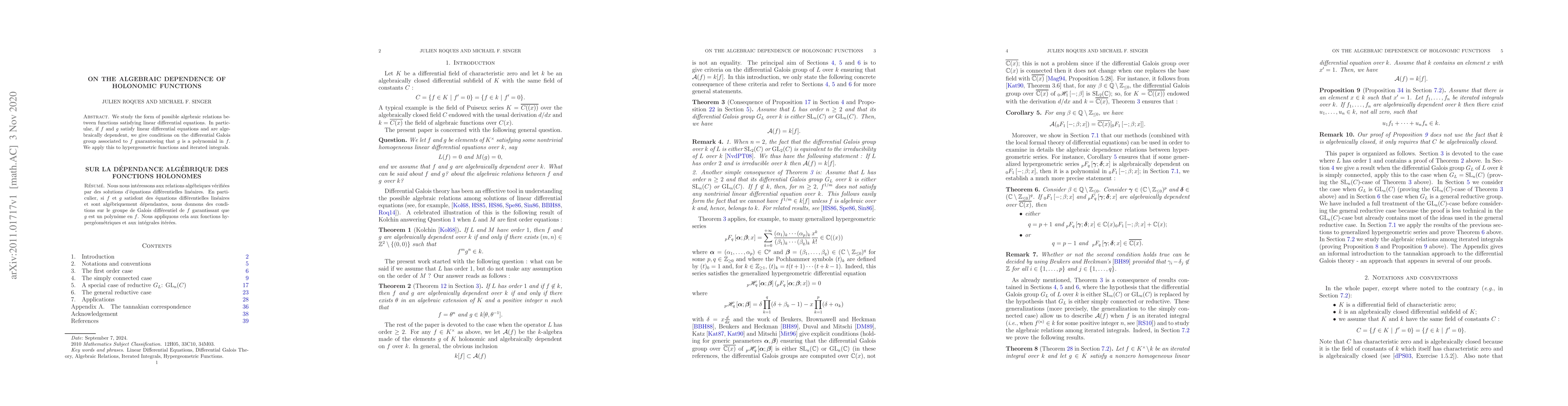 Thumbnail for On the algebraic dependence of holonomic functions