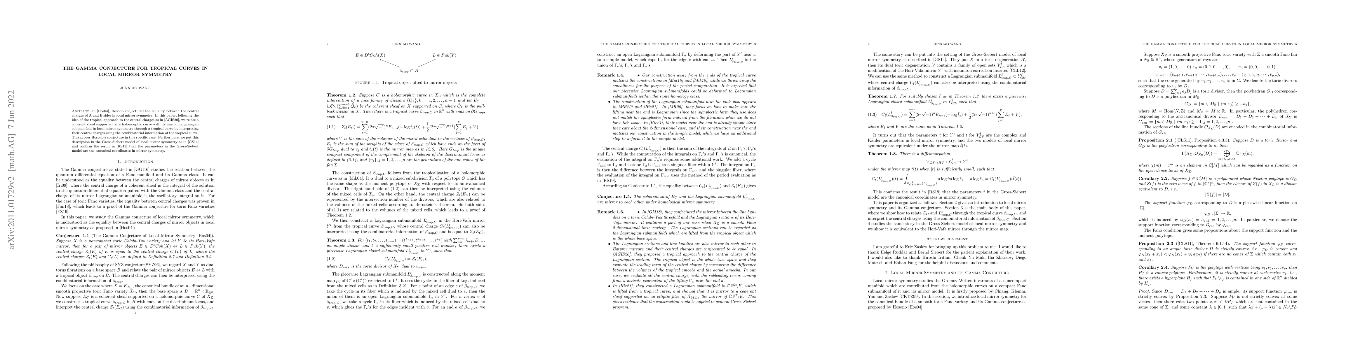 Thumbnail for The Gamma Conjecture for Tropical Curves in Local Mirror Symmetry
