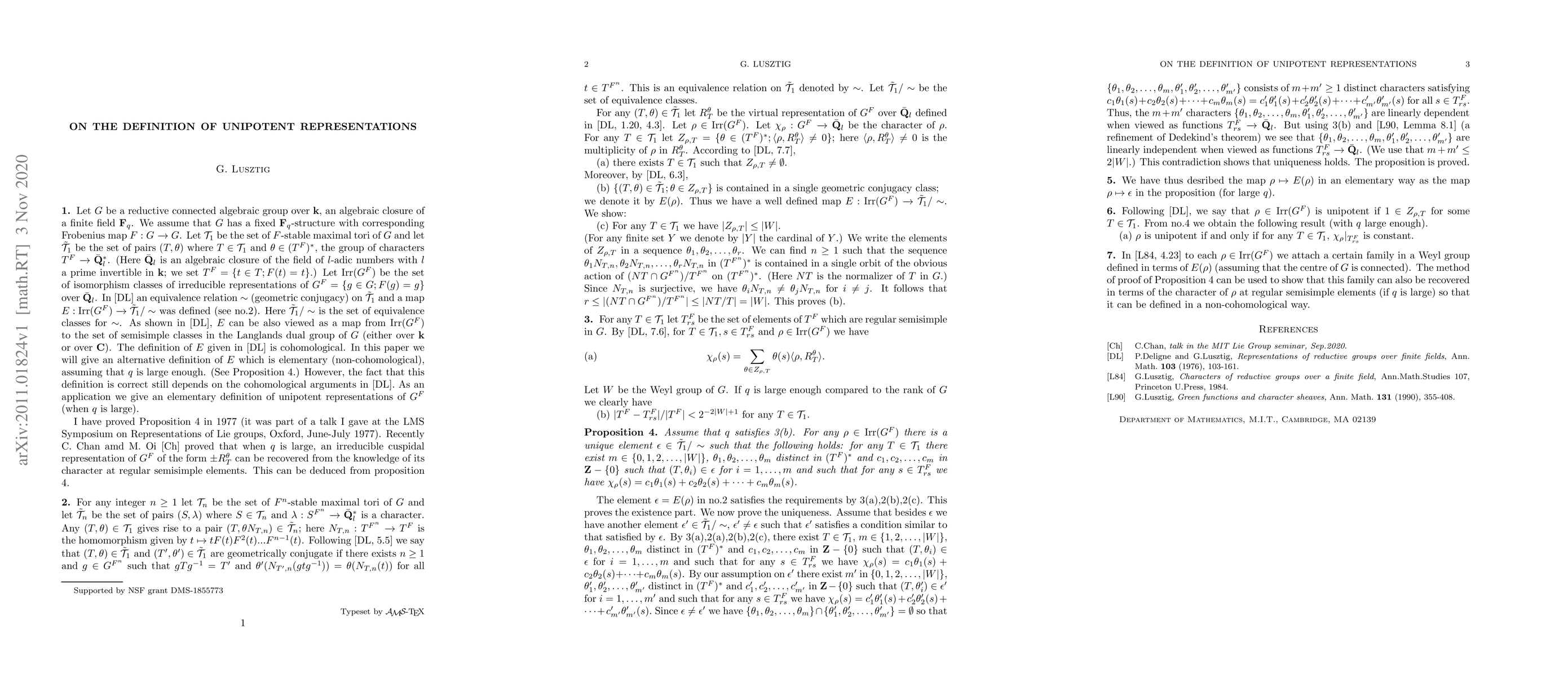 Thumbnail for On the definition of unipotent representations