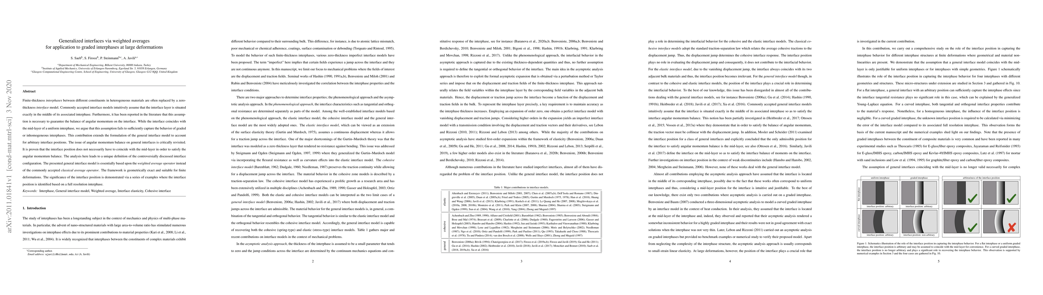 Thumbnail for Generalized interfaces via weighted averages for application to graded
  interphases at large deformations