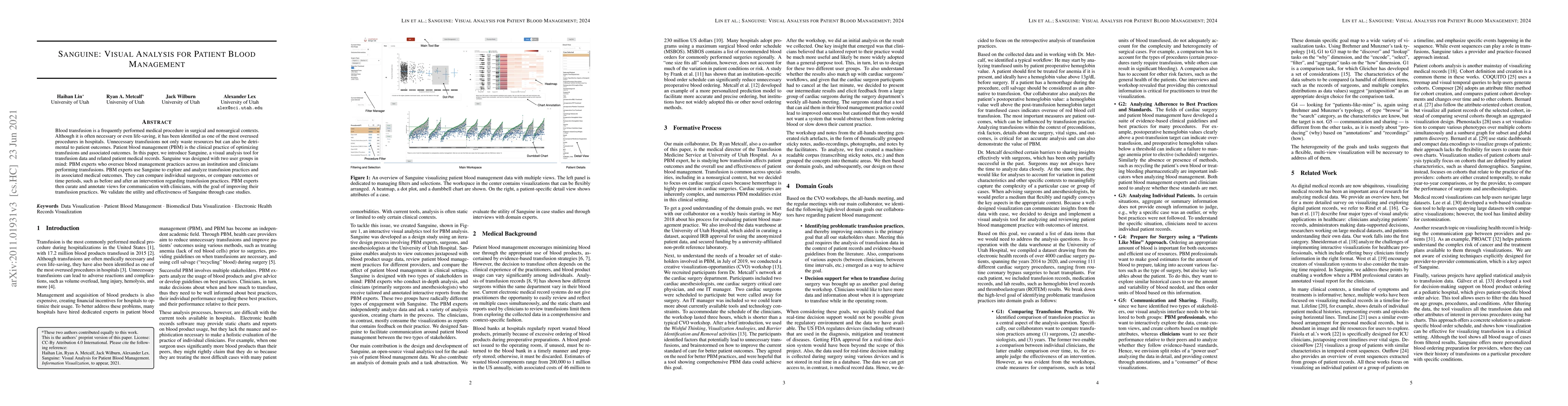 Thumbnail for Sanguine: Visual Analysis for Patient Blood Management
