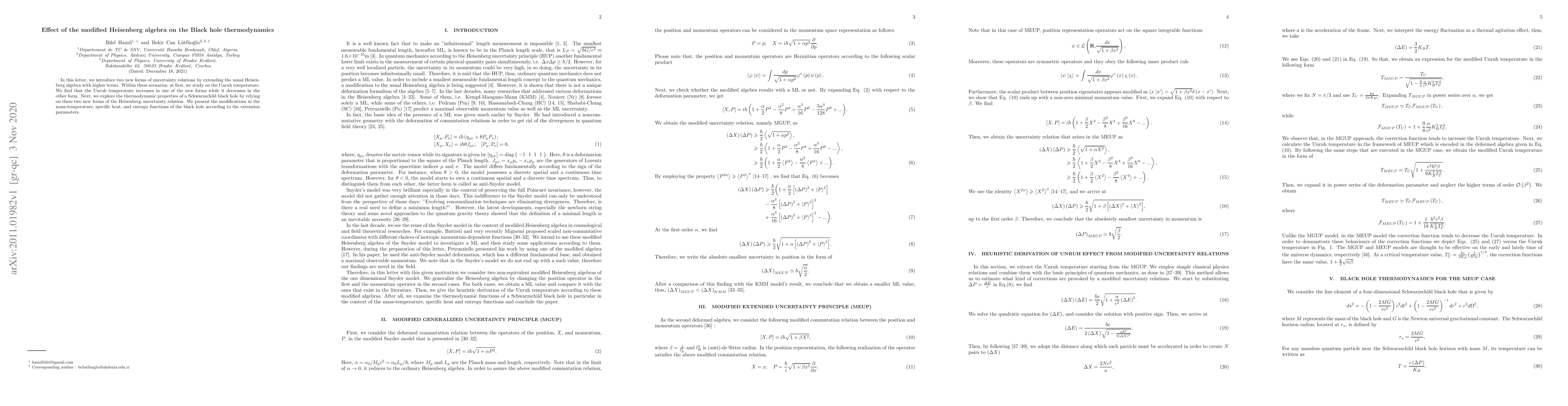 Thumbnail for Effect of the modified Heisenberg algebra on the Black hole
  thermodynamics