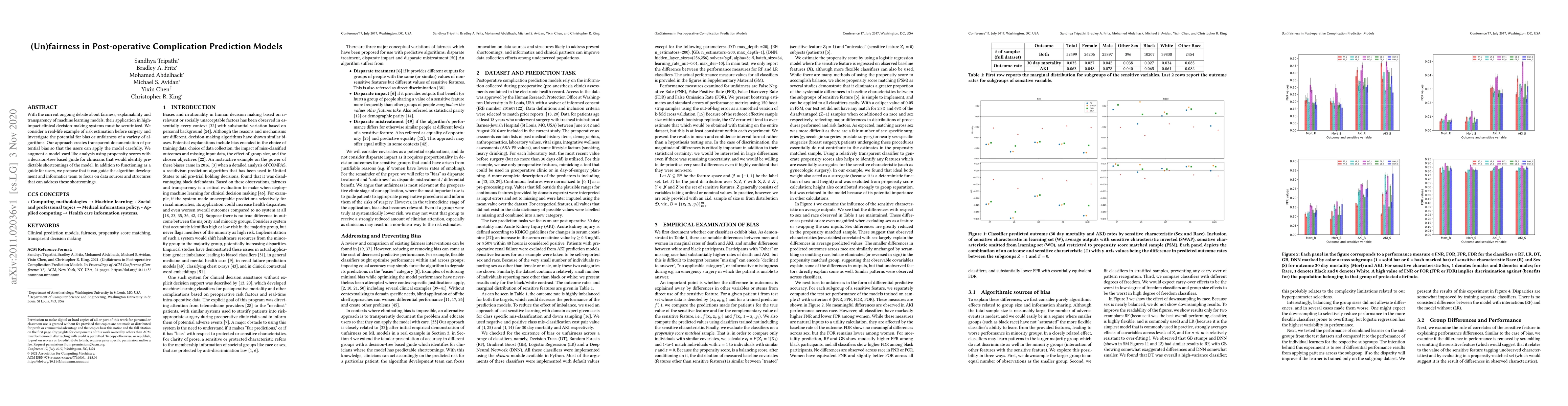 Thumbnail for (Un)fairness in Post-operative Complication Prediction Models