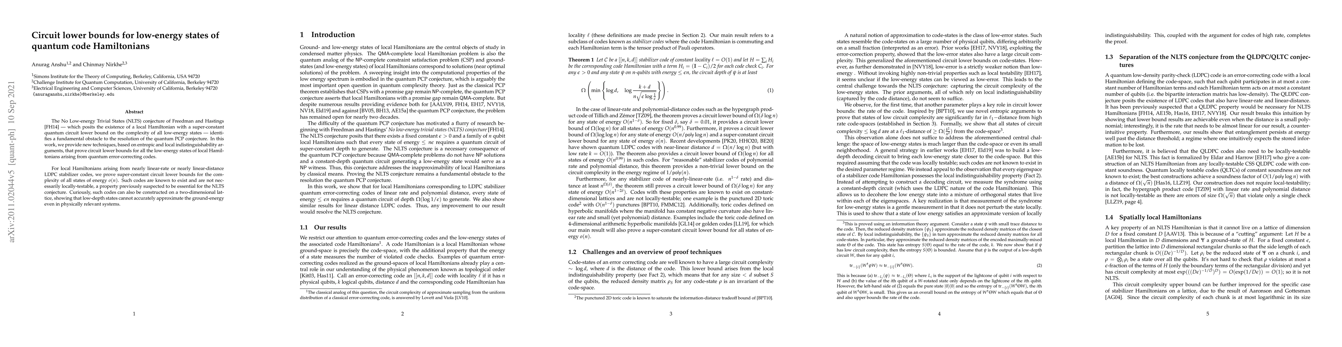 Thumbnail for Circuit lower bounds for low-energy states of quantum code Hamiltonians