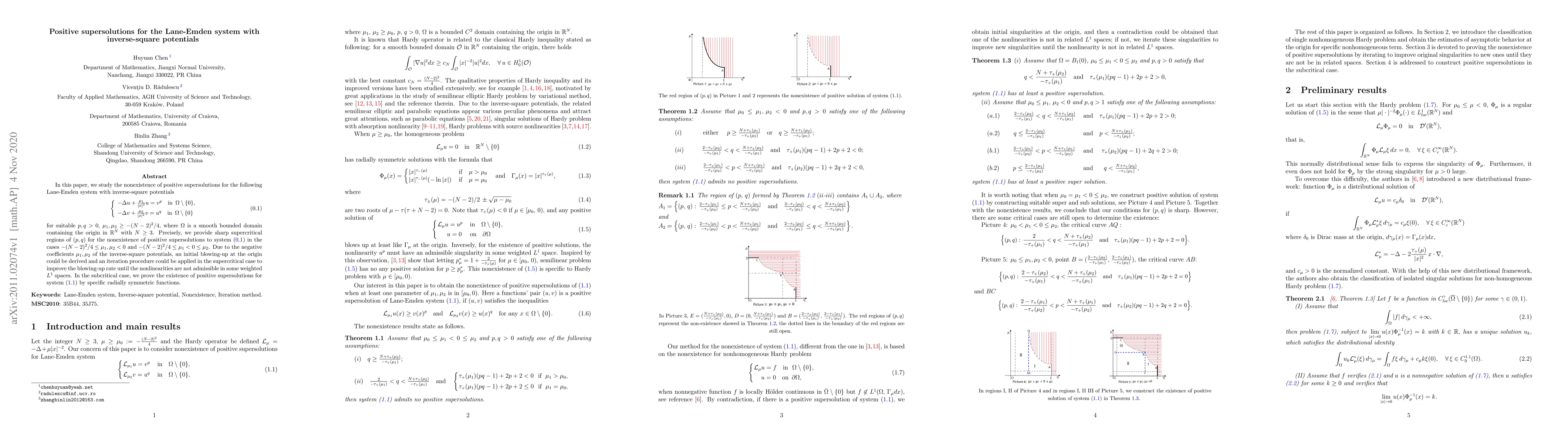 Thumbnail for Positive supersolutions for the Lane-Emden system with inverse-square
  potentials