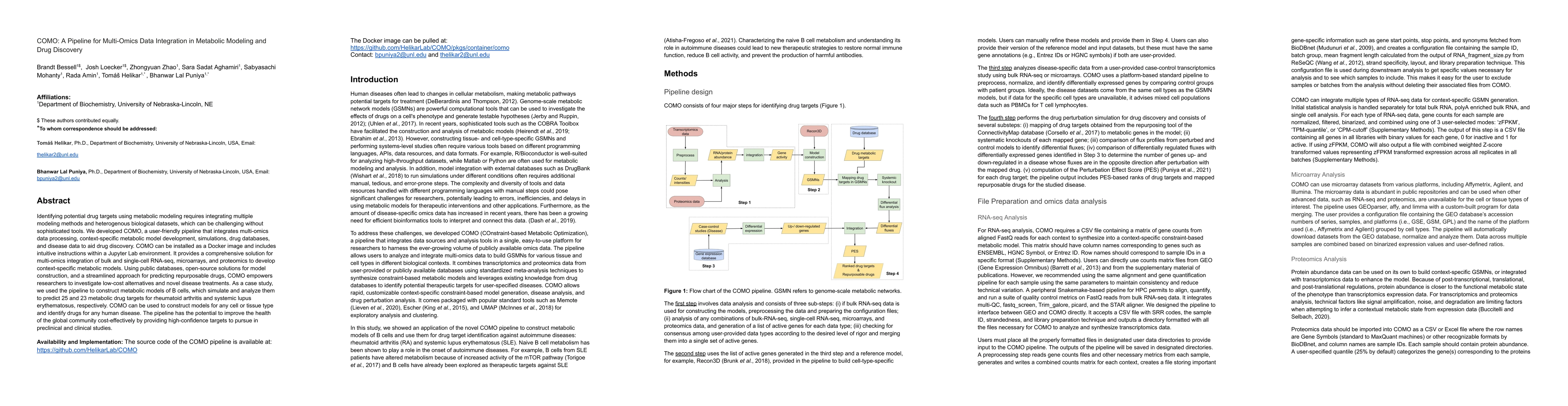 Thumbnail for COMO: A Pipeline for Multi-Omics Data Integration in Metabolic Modeling
  and Drug Discovery