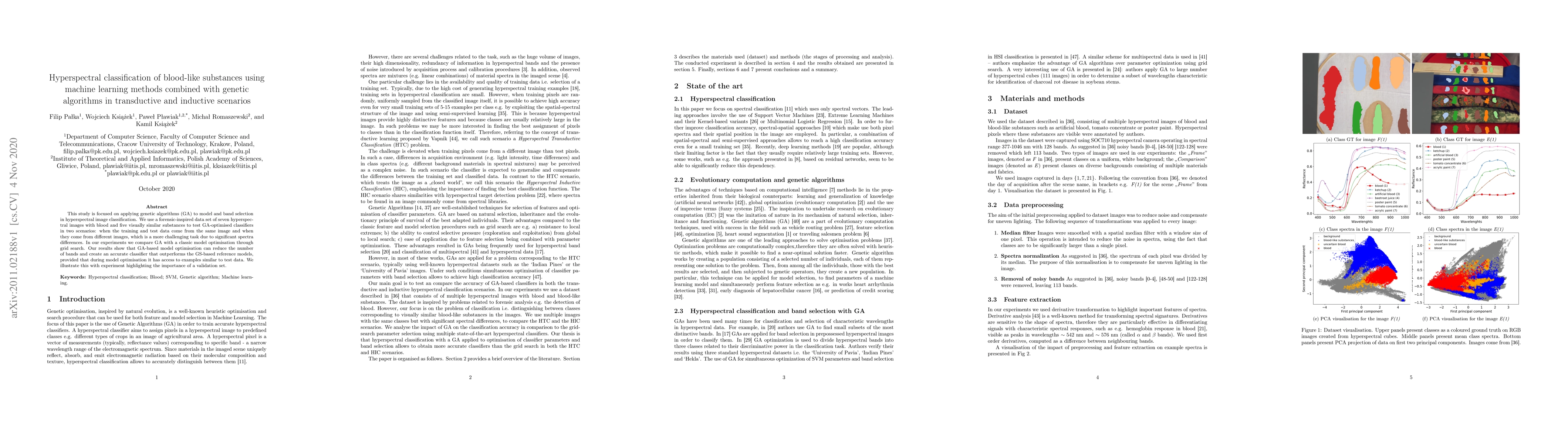 Thumbnail for Hyperspectral classification of blood-like substances using machine
  learning methods combined with genetic algorithms in transductive and
  inductive scenarios