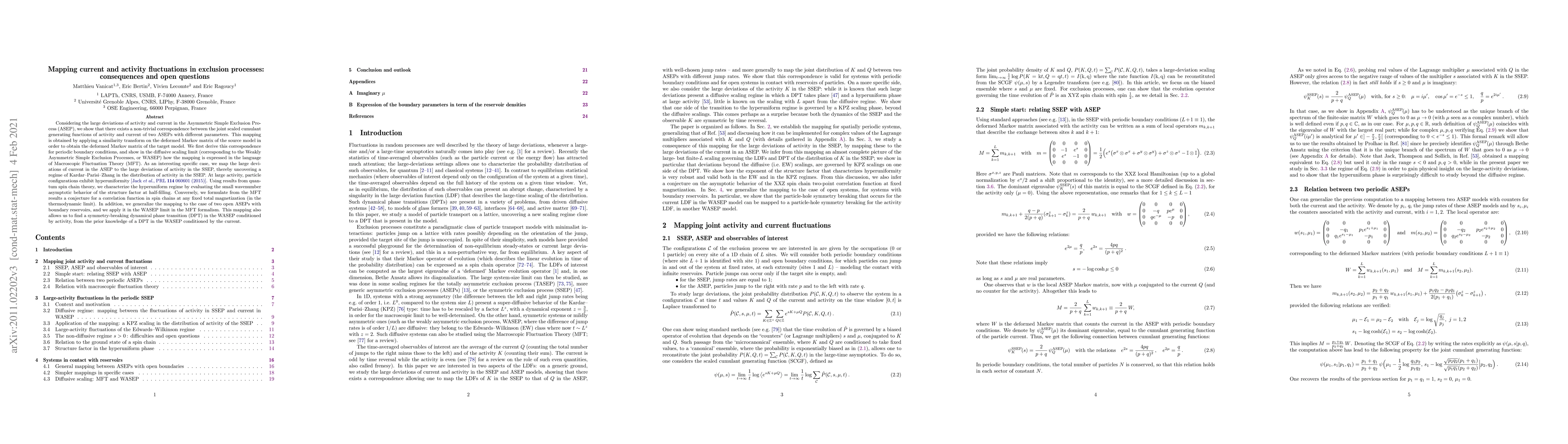 Thumbnail for Mapping current and activity fluctuations in exclusion processes:
  consequences and open questions