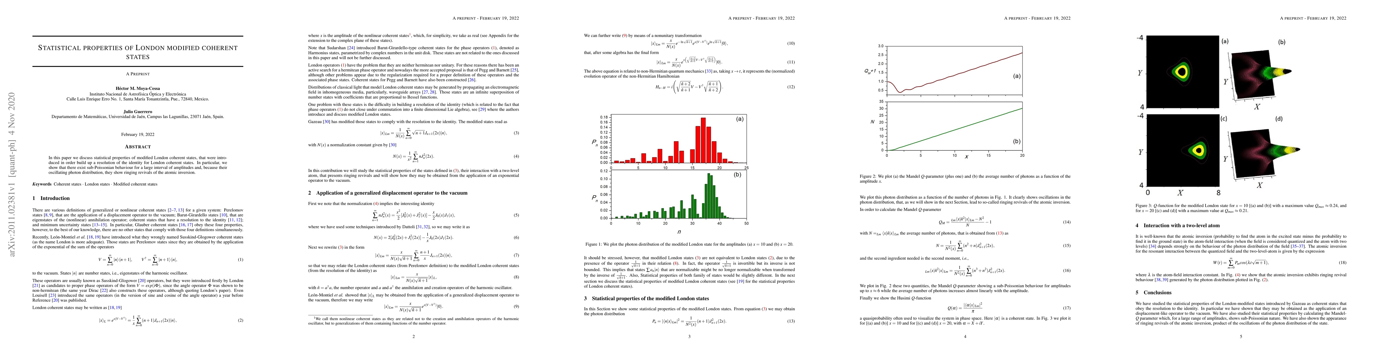 Thumbnail for Statistical properties of London modified coherent states