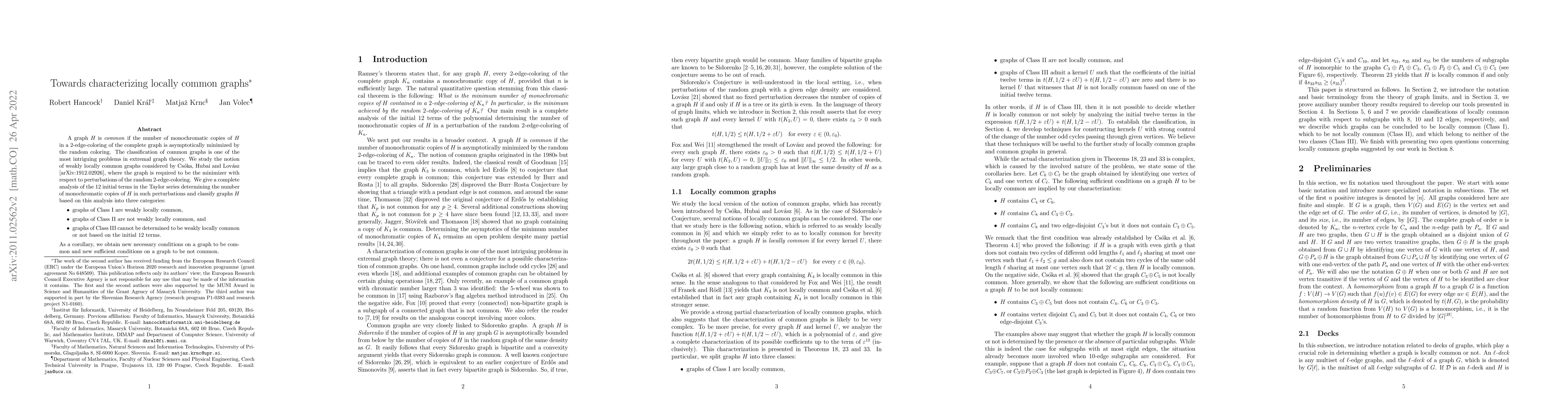 Thumbnail for Towards characterizing locally common graphs
