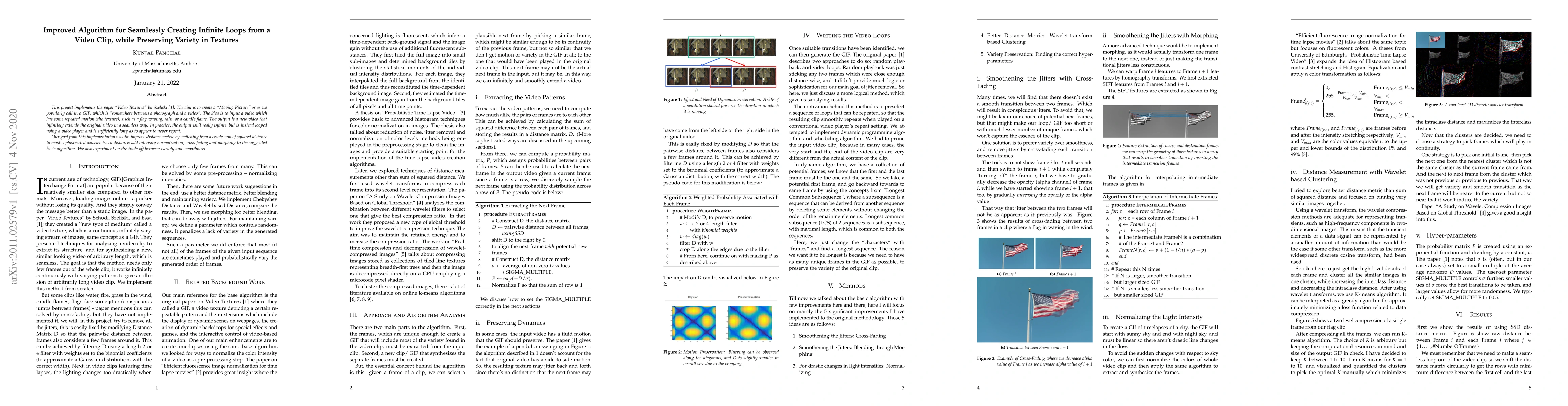 Thumbnail for Improved Algorithm for Seamlessly Creating Infinite Loops from a Video
  Clip, while Preserving Variety in Textures