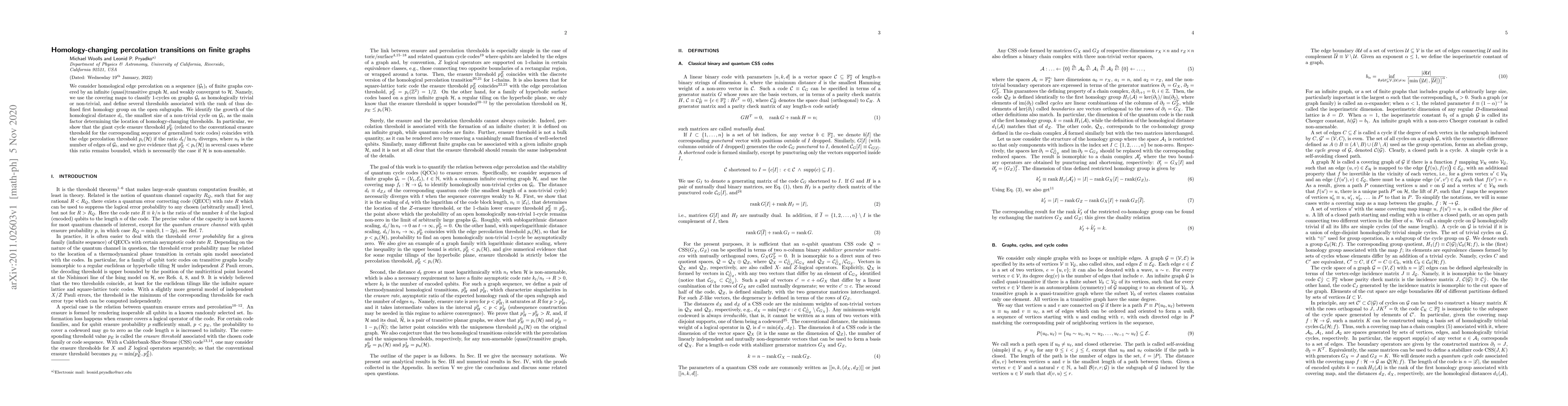 Thumbnail for Homology-changing percolation transitions on finite graphs