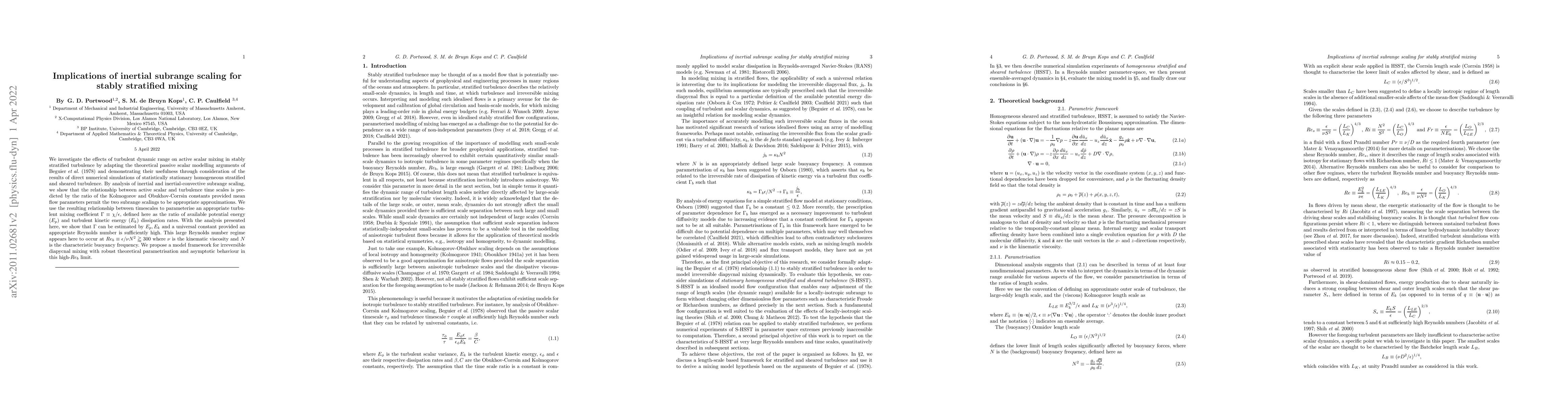 Thumbnail for Implications of inertial subrange scaling for stably stratified mixing