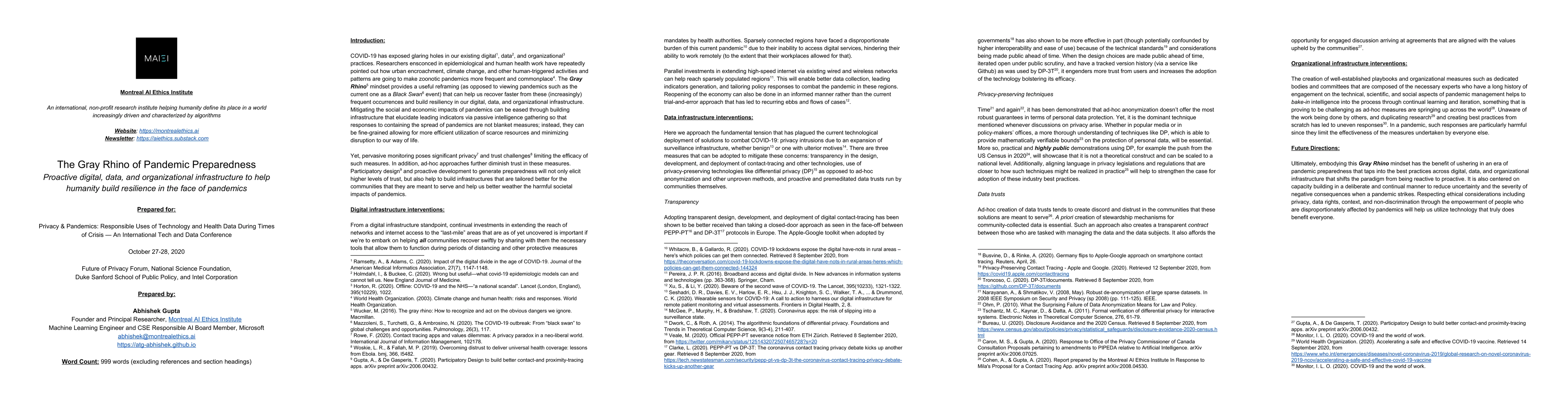 Thumbnail for The Gray Rhino of Pandemic Preparedness: Proactive digital, data, and
  organizational infrastructure to help humanity build resilience in the face
  of pandemics