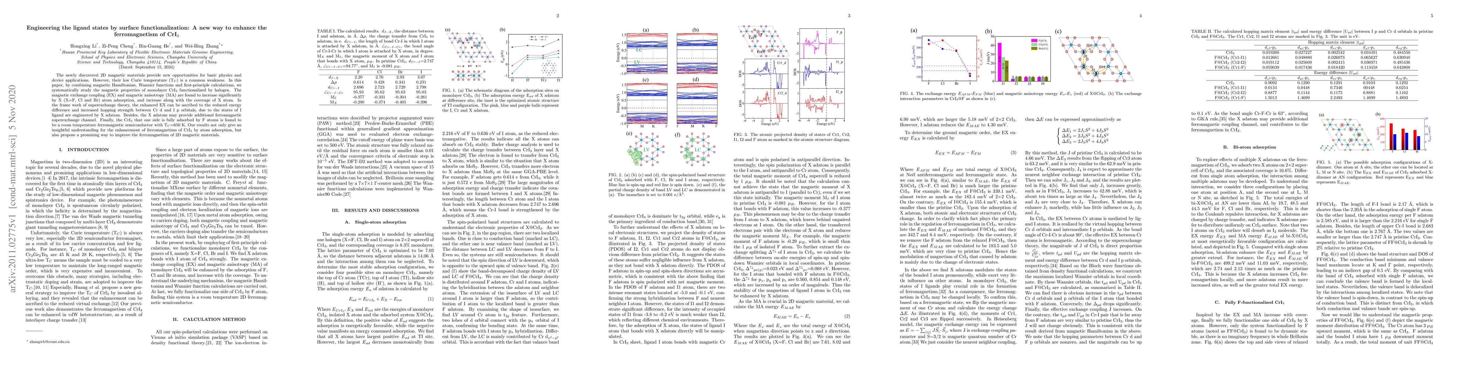 Thumbnail for Engineering the ligand states by surface functionalization: A new way to
  enhance the ferromagnetism of CrI3