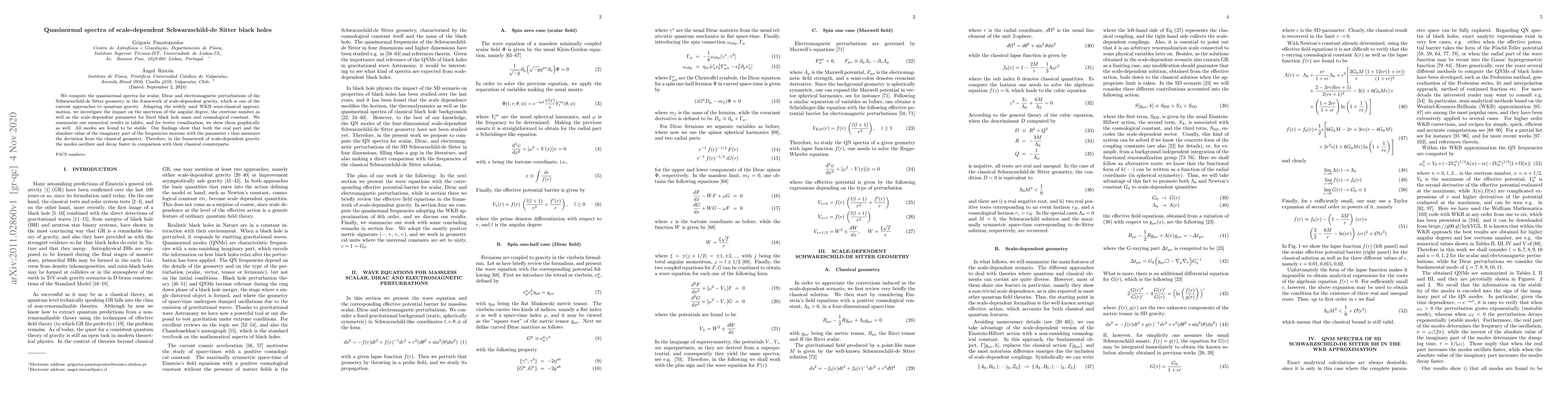 Thumbnail for Quasinormal spectra of scale-dependent Schwarzschild-de Sitter black
  holes