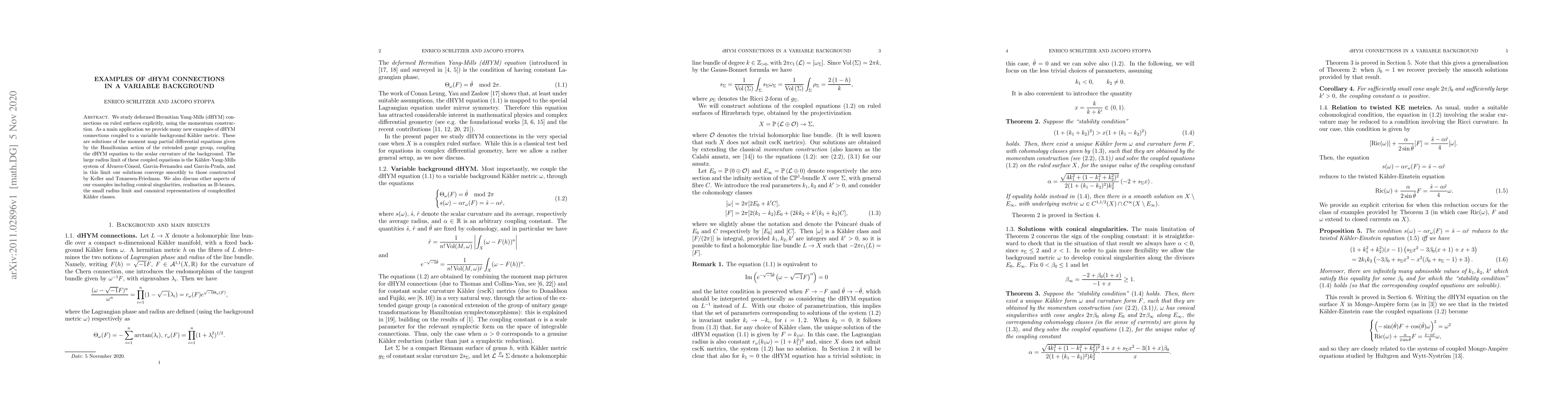 Thumbnail for Examples of dHYM connections in a variable background