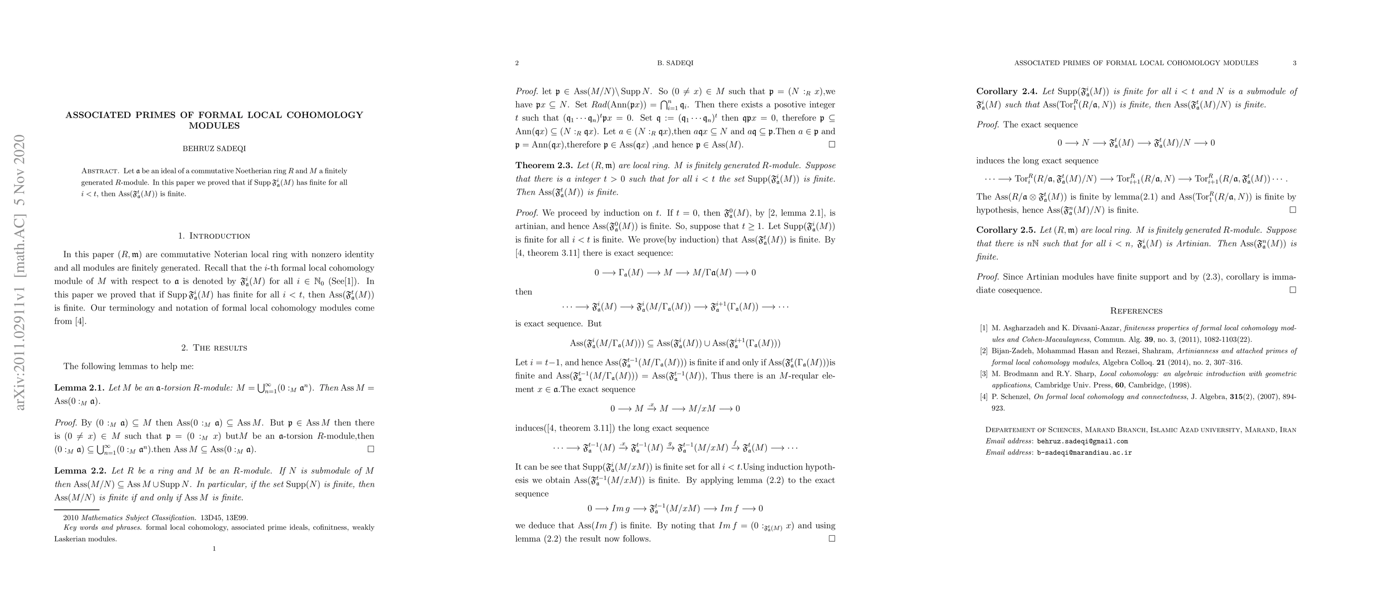 Thumbnail for Associated primes of formal local cohomology modules