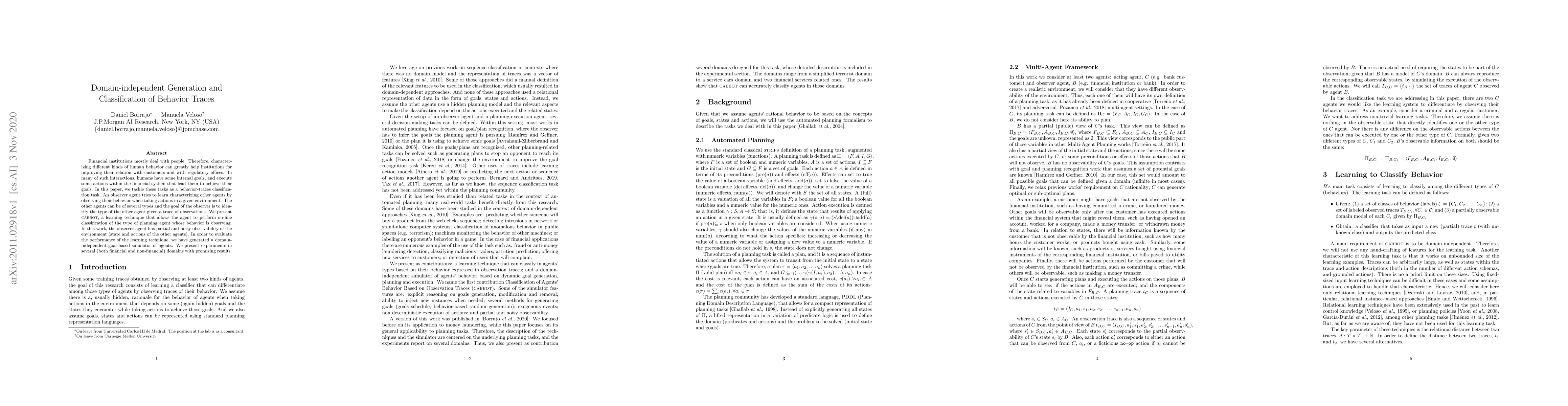 Thumbnail for Domain-independent generation and classification of behavior traces