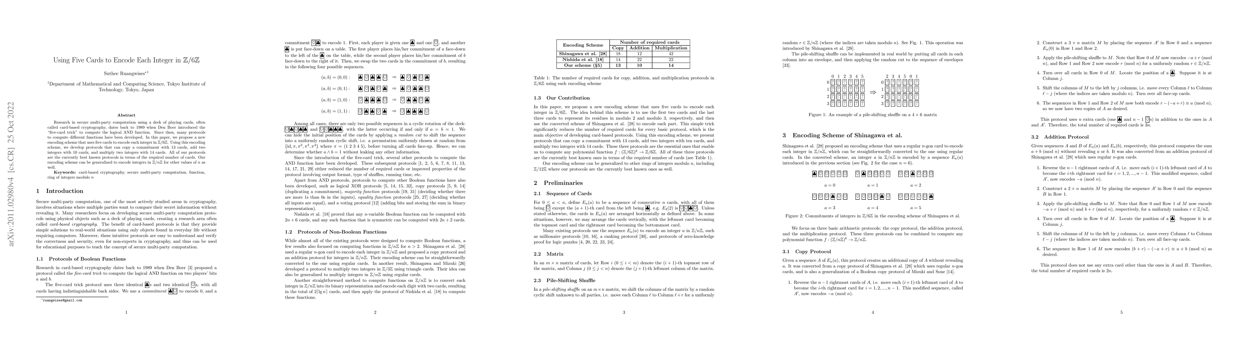 Thumbnail for Using Five Cards to Encode Each Integer in $\mathbb{Z}/6\mathbb{Z}$