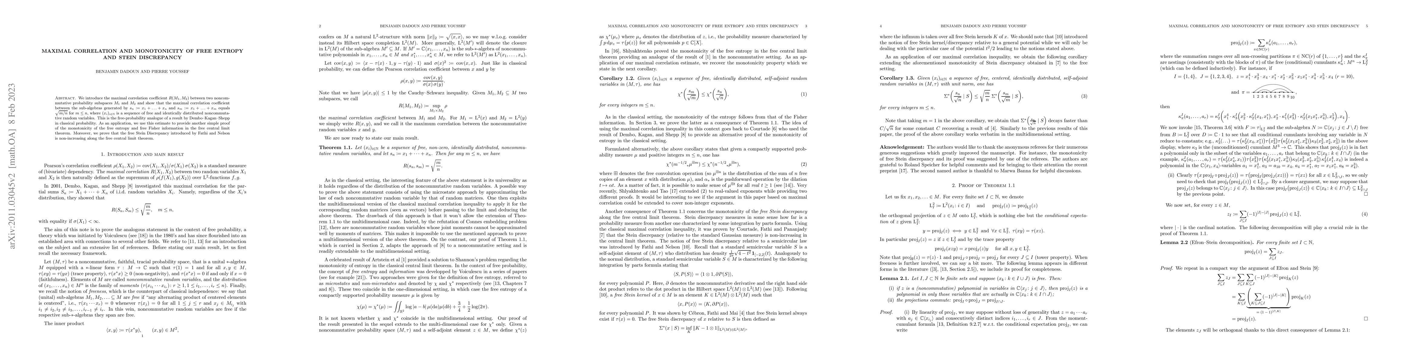 Thumbnail for Maximal correlation and monotonicity of free entropy and Stein
  discrepancy