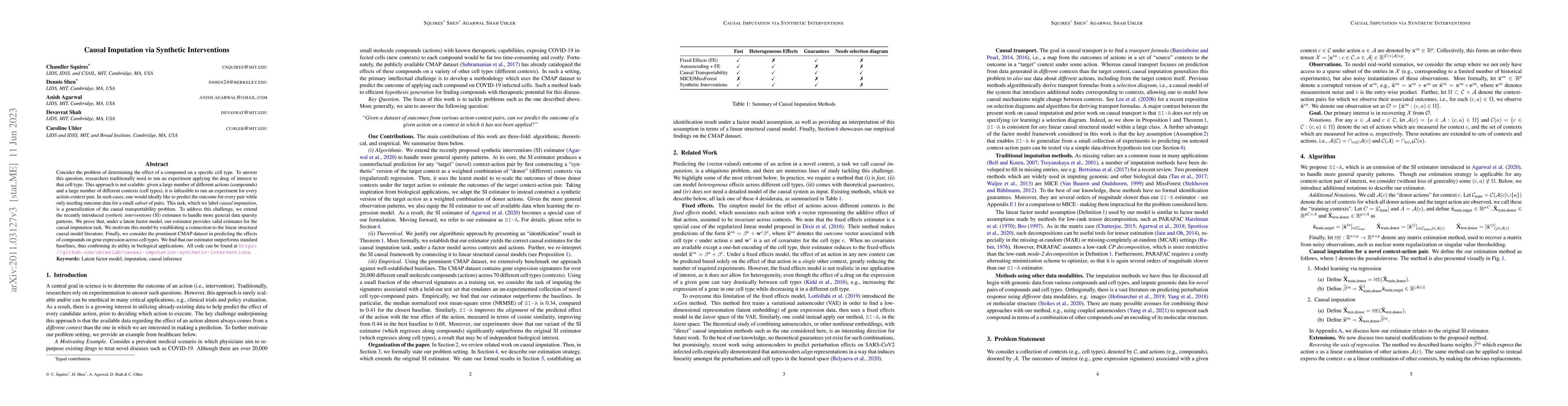 Thumbnail for Causal Imputation via Synthetic Interventions