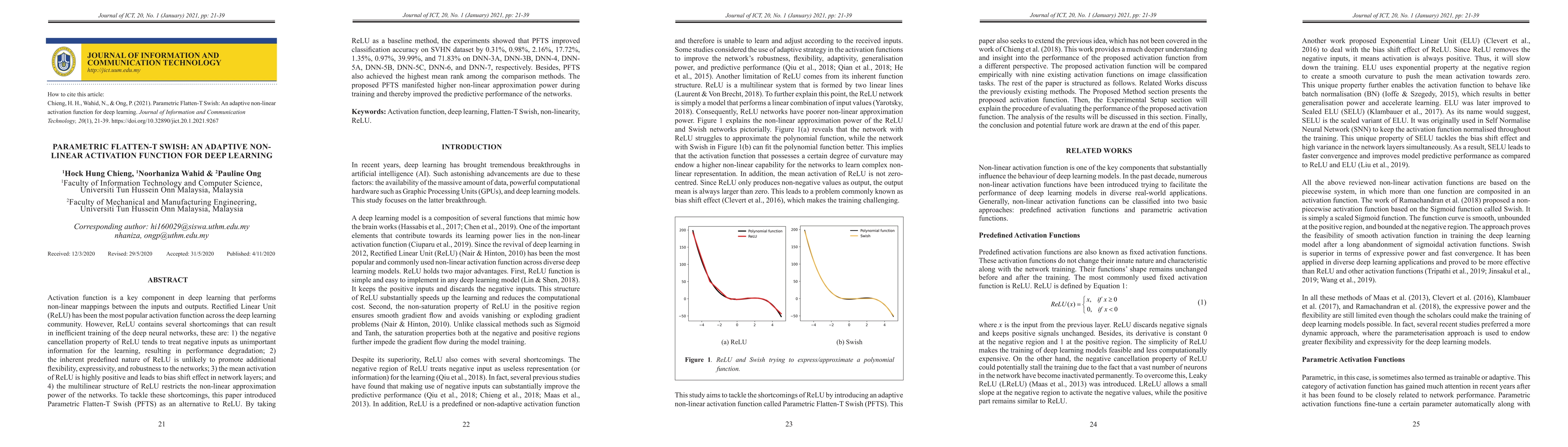 Thumbnail for Parametric Flatten-T Swish: An Adaptive Non-linear Activation Function
  For Deep Learning