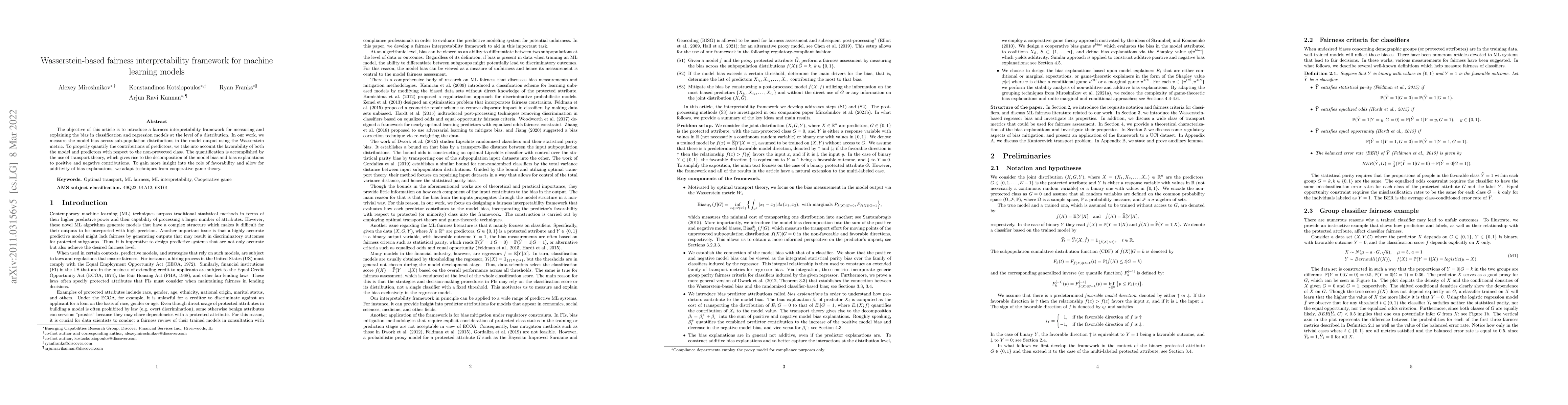 Thumbnail for Wasserstein-based fairness interpretability framework for machine
  learning models