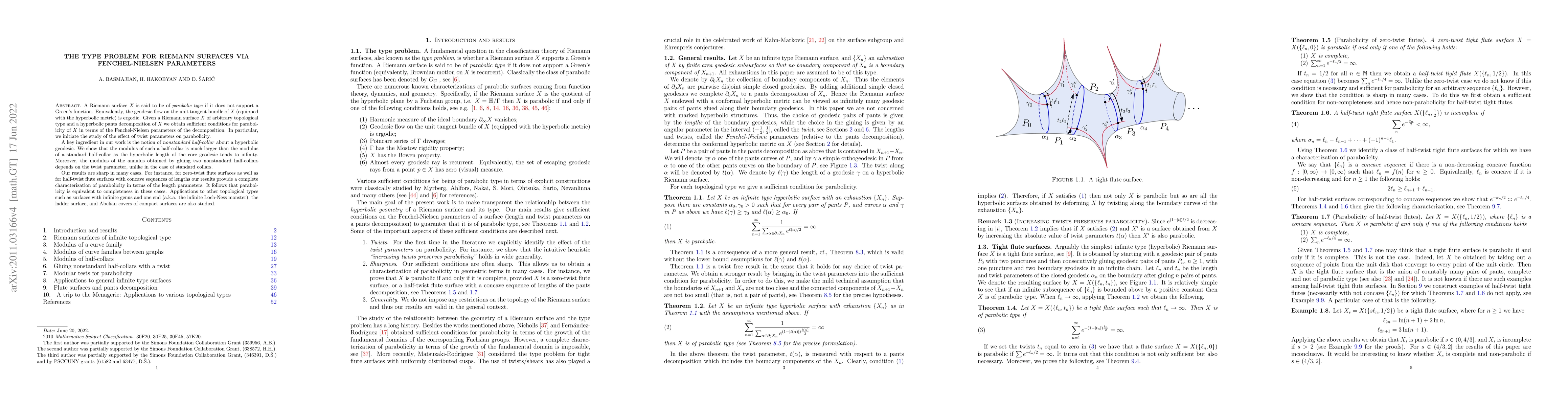 Thumbnail for The type problem for Riemann surfaces via Fenchel-Nielsen parameters