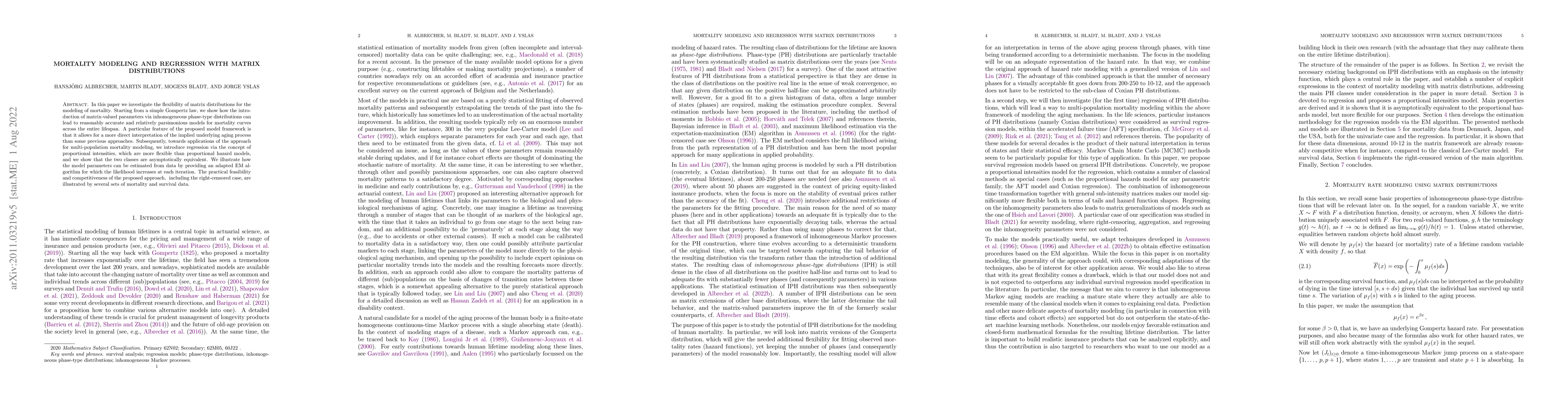 Thumbnail for Mortality modeling and regression with matrix distributions