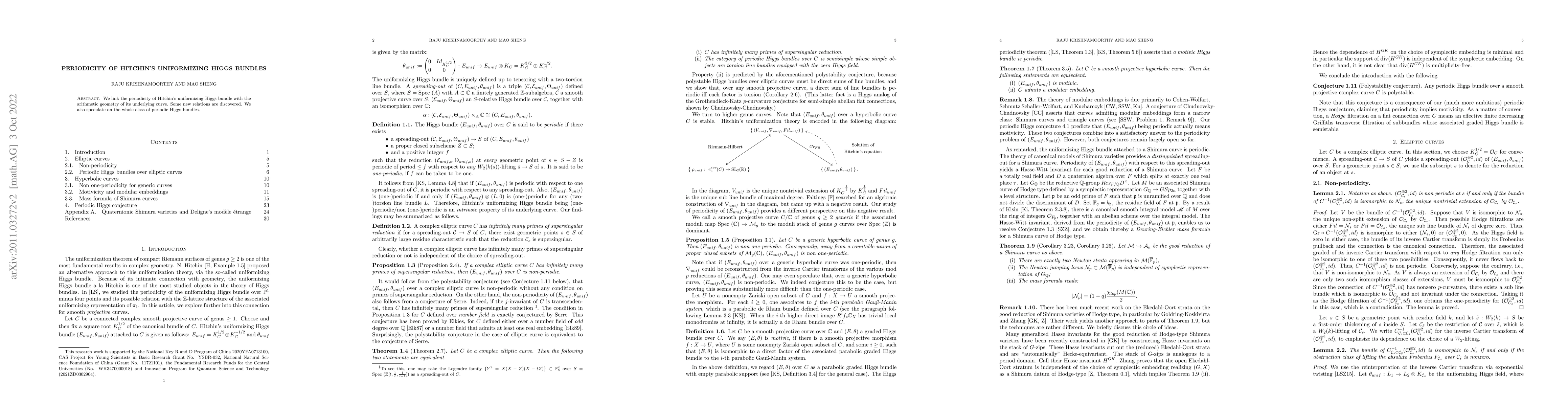Thumbnail for Periodicity of Hitchin's uniformizing Higgs bundles
