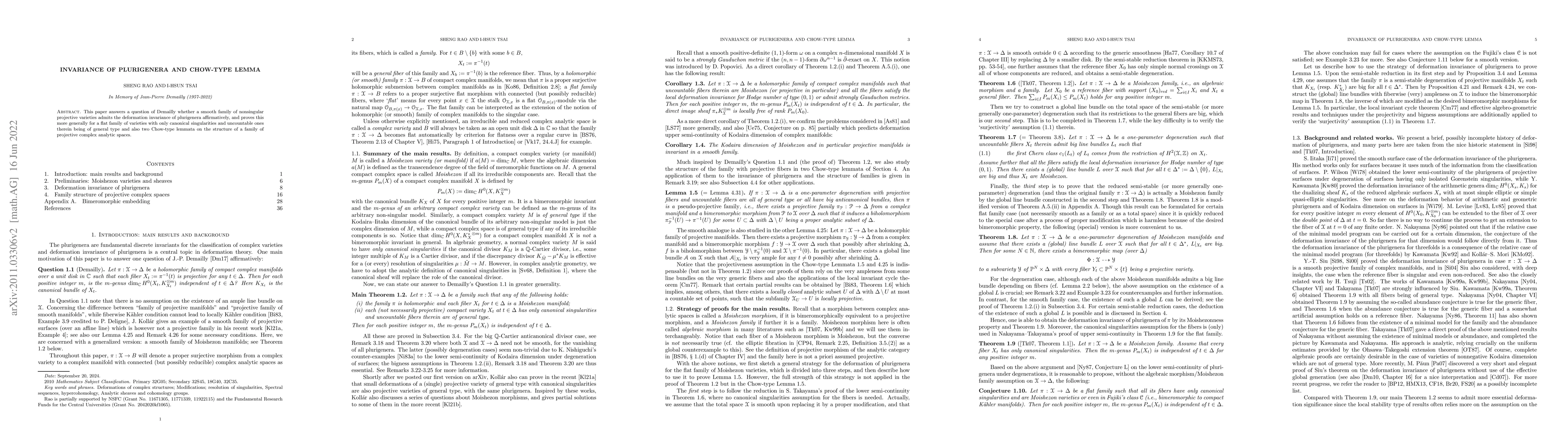 Thumbnail for Invariance of plurigenera and Chow-type lemma