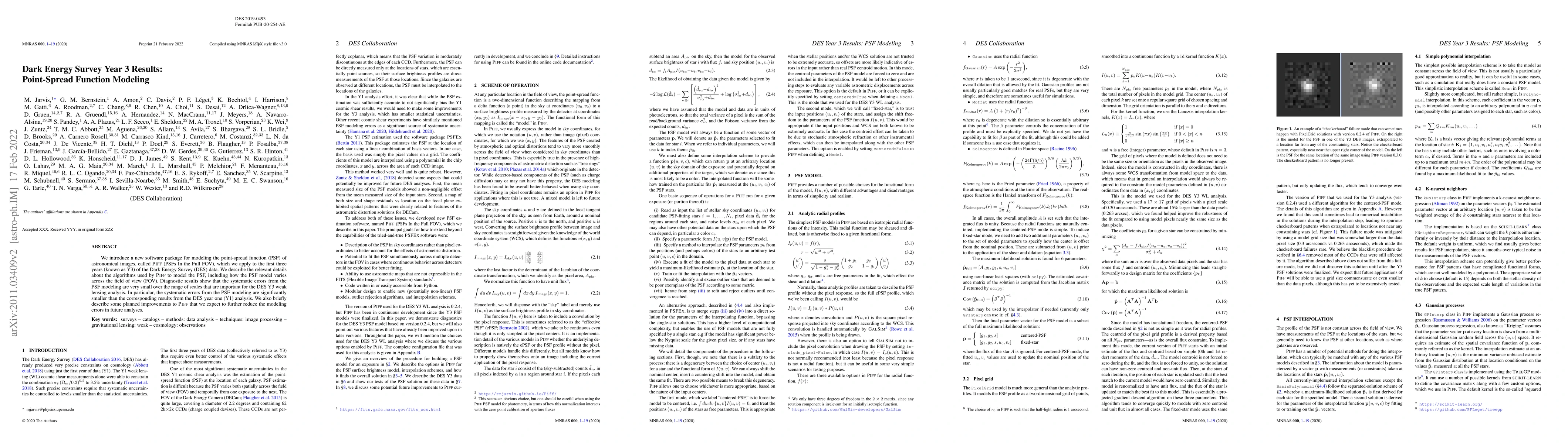 Thumbnail for Dark Energy Survey Year 3 Results: Point-Spread Function Modeling